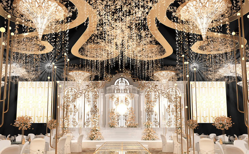 都江堰花木兰喜事汇金色大厅效果展示